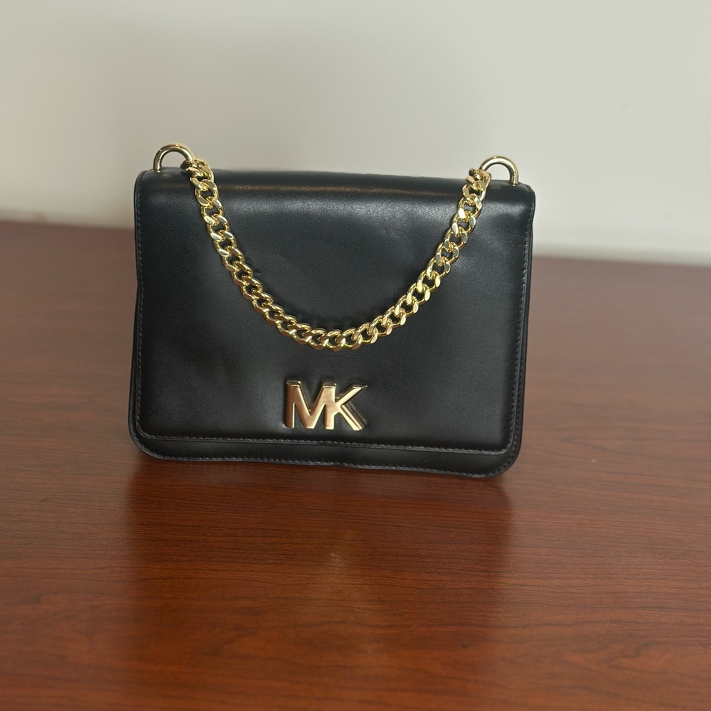 Michael Kors Black Leather Chain Shoulder Bag